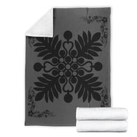 Hawaiian Quilt Maui Plant And Hibiscus Premium Blanket - Black Gray - AH - Polynesian Pride