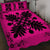 Hawaiian Quilt Maui Plant And Hibiscus Pattern Quilt Bed Set - Black Pink - AH - Polynesian Pride