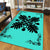 Hawaiian Quilt Maui Plant And Hibiscus Pattern Area Rug - Black Turquoise - AH - Polynesian Pride