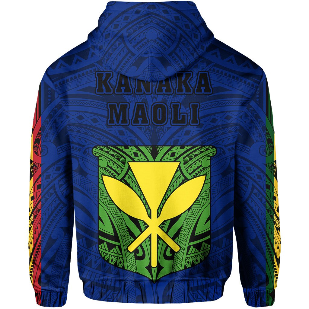 Polynesian Kanaka Flag Kanaka Maoli Hawaii Zip Hoodie Blue - Polynesian Pride