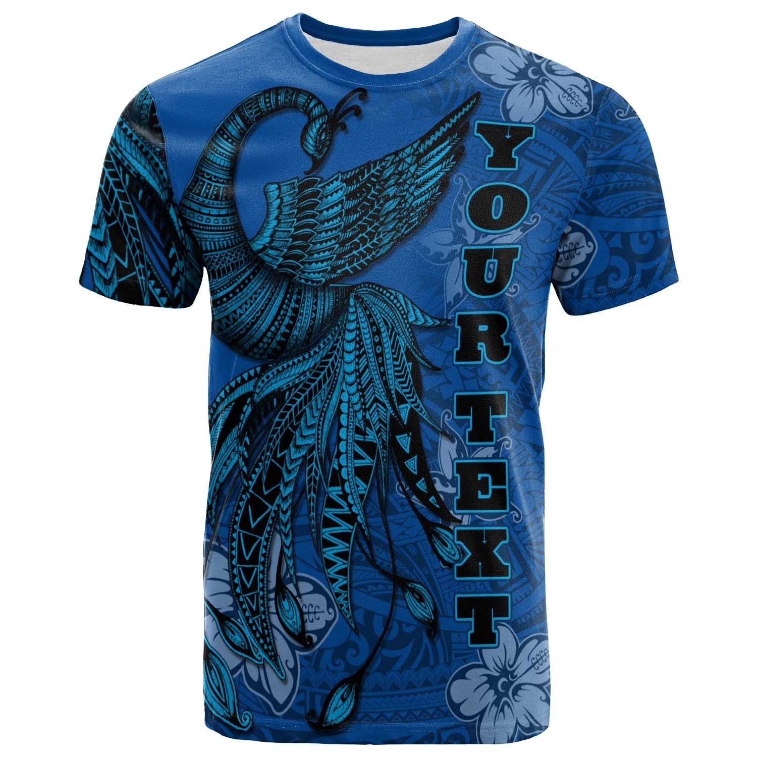 New Caledonia Custom T Shirt Polynesian Phoenix Bird, Fairytales Bird Blue Unisex Blue - Polynesian Pride