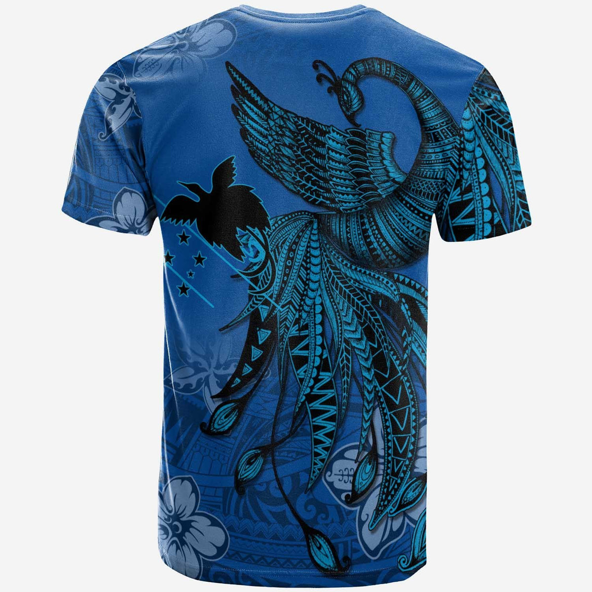 Papua New Guinea Custom T Shirt Polynesian Phoenix Bird, Fairytales Bird Blue - Polynesian Pride