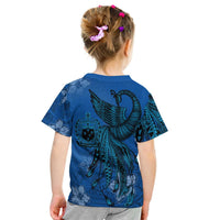 Samoa Custom T Shirt Polynesian Phoenix Bird, Fairytales Bird Blue - Polynesian Pride