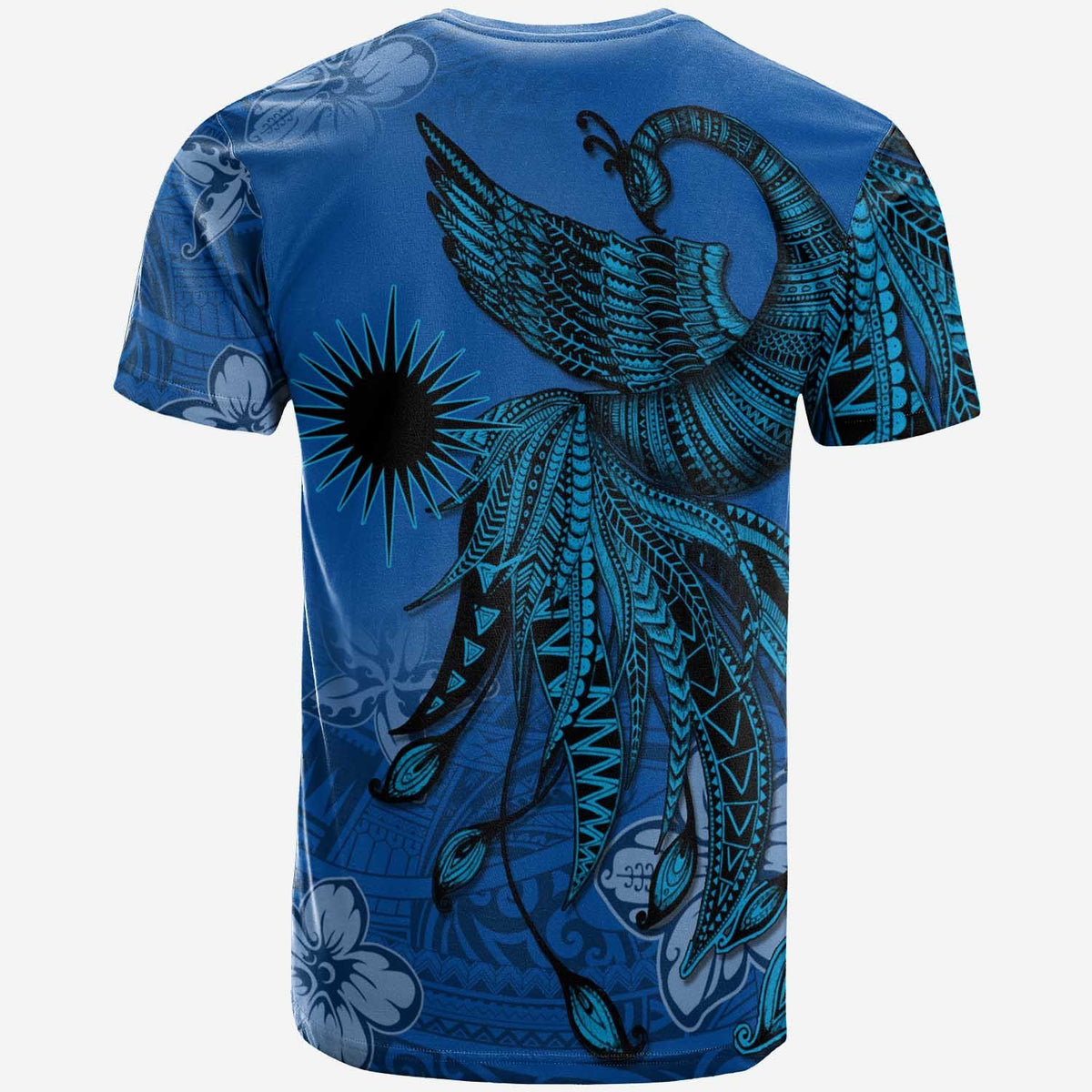 Marshall Islands T Shirt Polynesian Phoenix Bird, Fairytales Bird Blue - Polynesian Pride