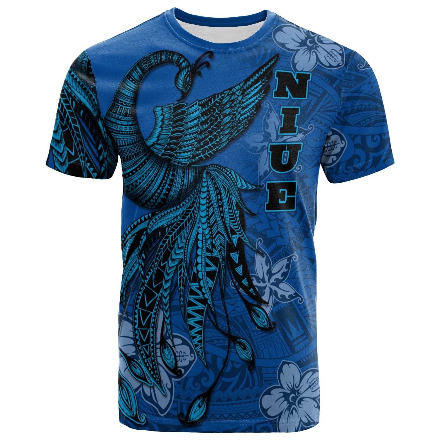 Niue T Shirt Polynesian Phoenix Bird, Fairytales Bird Blue Unisex Blue - Polynesian Pride