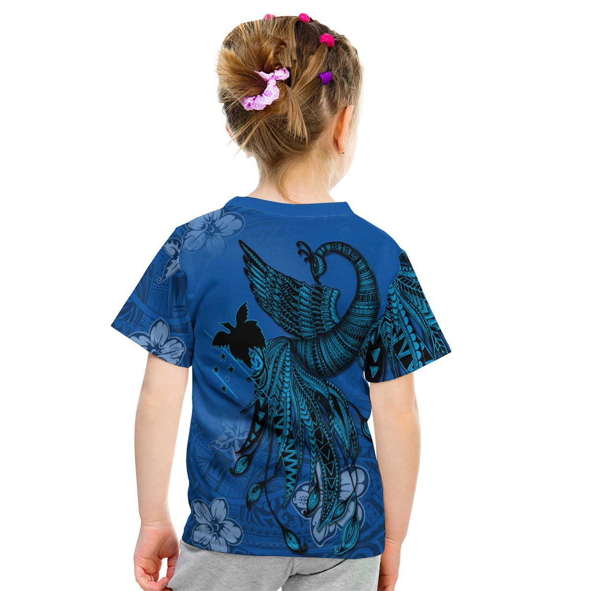 Papua New Guinea T Shirt Polynesian Phoenix Bird, Fairytales Bird Blue - Polynesian Pride
