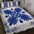 Hawaiian Quilt Maui Plant And Hibiscus Pattern Quilt Bed Set - Blue White - AH - Polynesian Pride