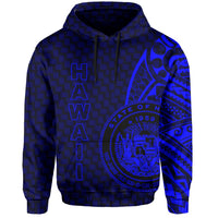 Hawaii Polynesian Hoodie Blue Emboss Style - Polynesian Pride