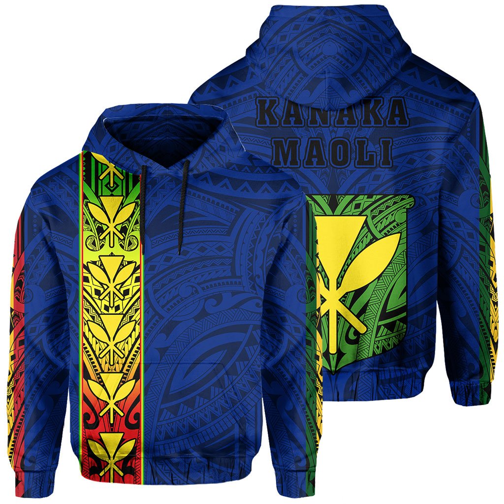 Polynesian Kanaka Flag Kanaka Maoli Hawaii Hoodie Blue Unisex Blue - Polynesian Pride