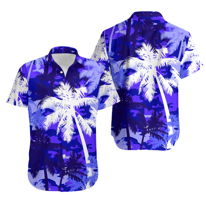 Hawaii Palm Tree Silhouettes On Camouflage No1 LT9 Blue - Polynesian Pride