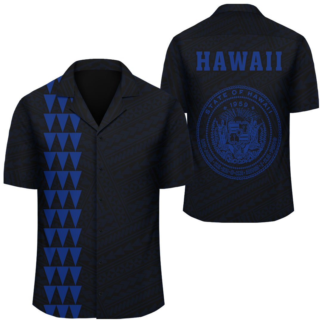 Kakau Polynesian Coat Of Arms Hawaii Shirt - Blue Unisex Blue - Polynesian Pride