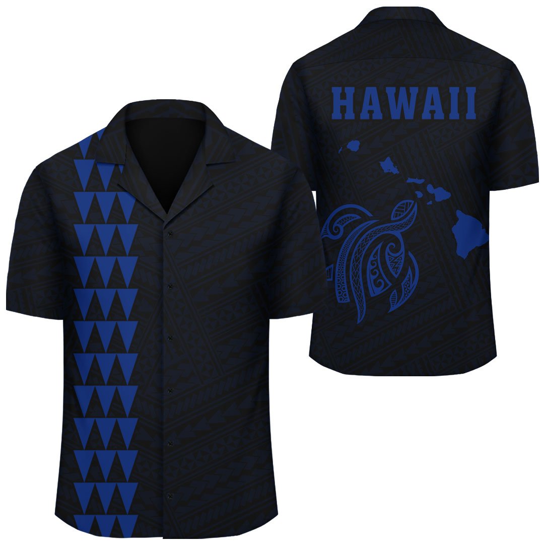 Kakau Polynesian Turtle Map Hawaii Shirt - Blue Unisex Blue - Polynesian Pride