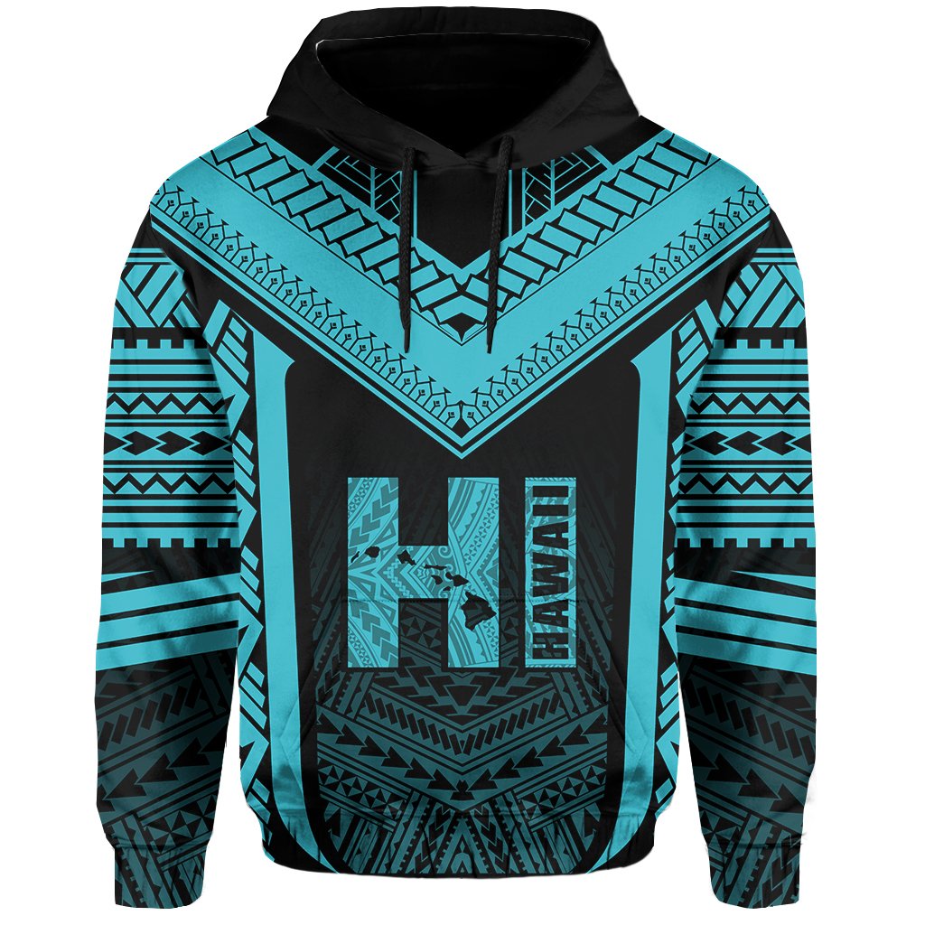 Hawaiian Kanaka Polynesian Hoodie Active Blue - Polynesian Pride