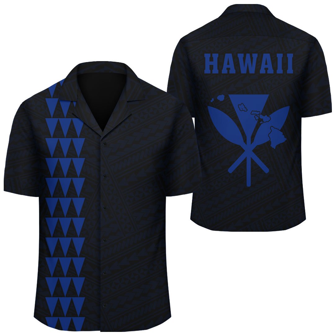 Kakau Polynesian Kanaka Map Hawaii Shirt - Blue Unisex Blue - Polynesian Pride