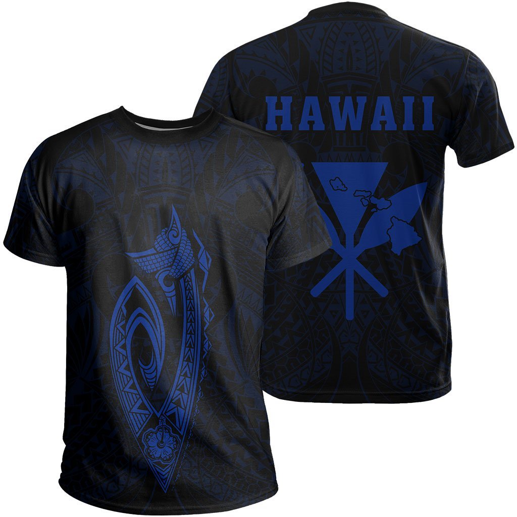 Hawaii Kakau Makau Fish Hook Polynesian T Shirt Blue Unisex Blue - Polynesian Pride