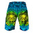 Hawaiian Green Yellow Tiki Face Board Shorts RLT9 - Polynesian Pride