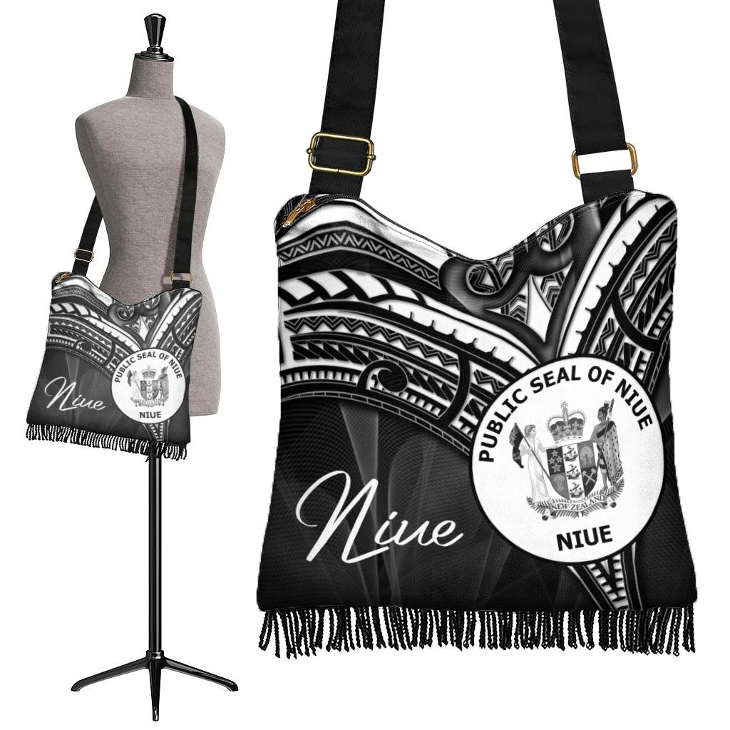 Niue Boho Handbag - Cross Style Boho Handbag One Size Black - Polynesian Pride