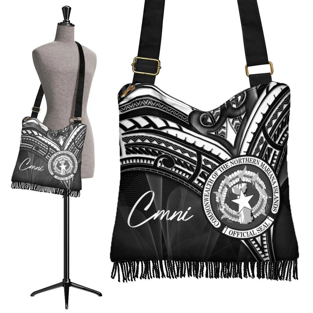 Northern Mariana Islands Boho Handbag - Cross Style Boho Handbag One Size Black - Polynesian Pride