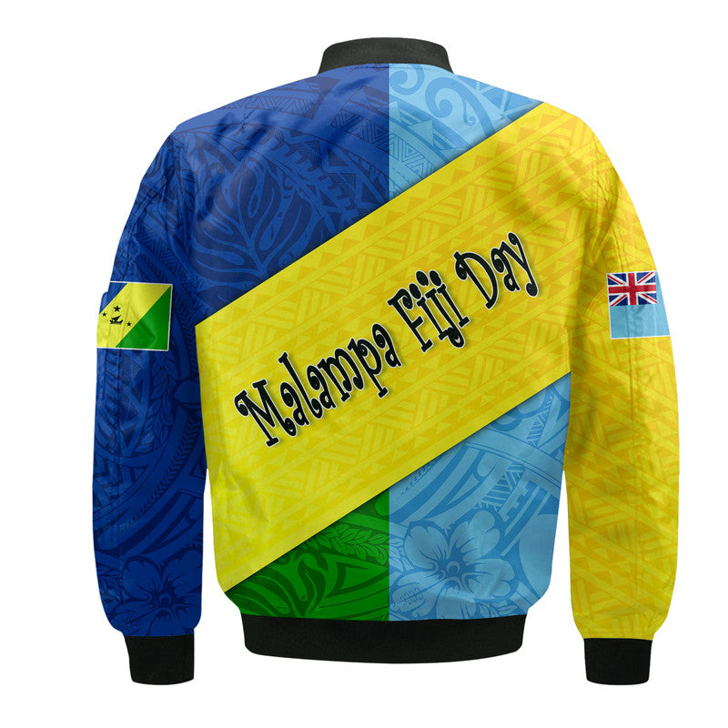 Malampa Fiji Day Bomber Jacket Polynesian Line Arty Style LT9 - Polynesian Pride