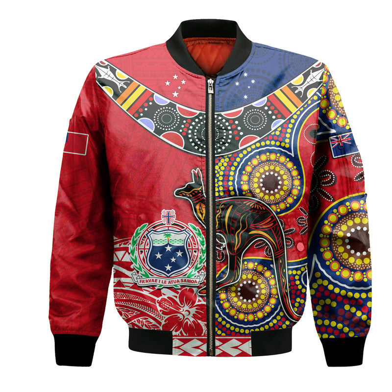 Australia Aboriginal and Samoa Polynesian Bomber Jacket Boomerang LT9 Unisex Red - Polynesian Pride