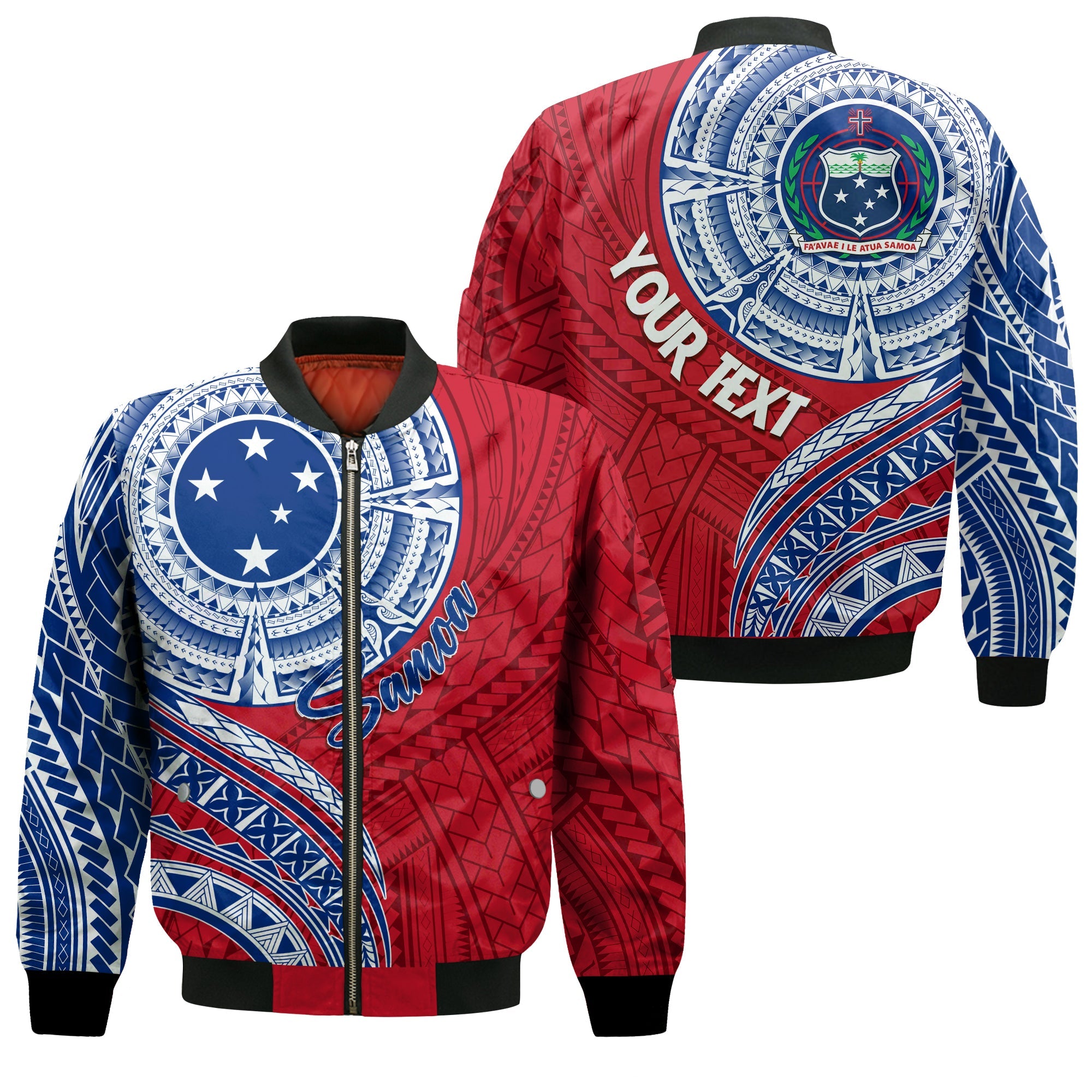 Samoa Personalised Bomber Jacket Independence Day Flag Style LT7 Unisex Red - Polynesian Pride