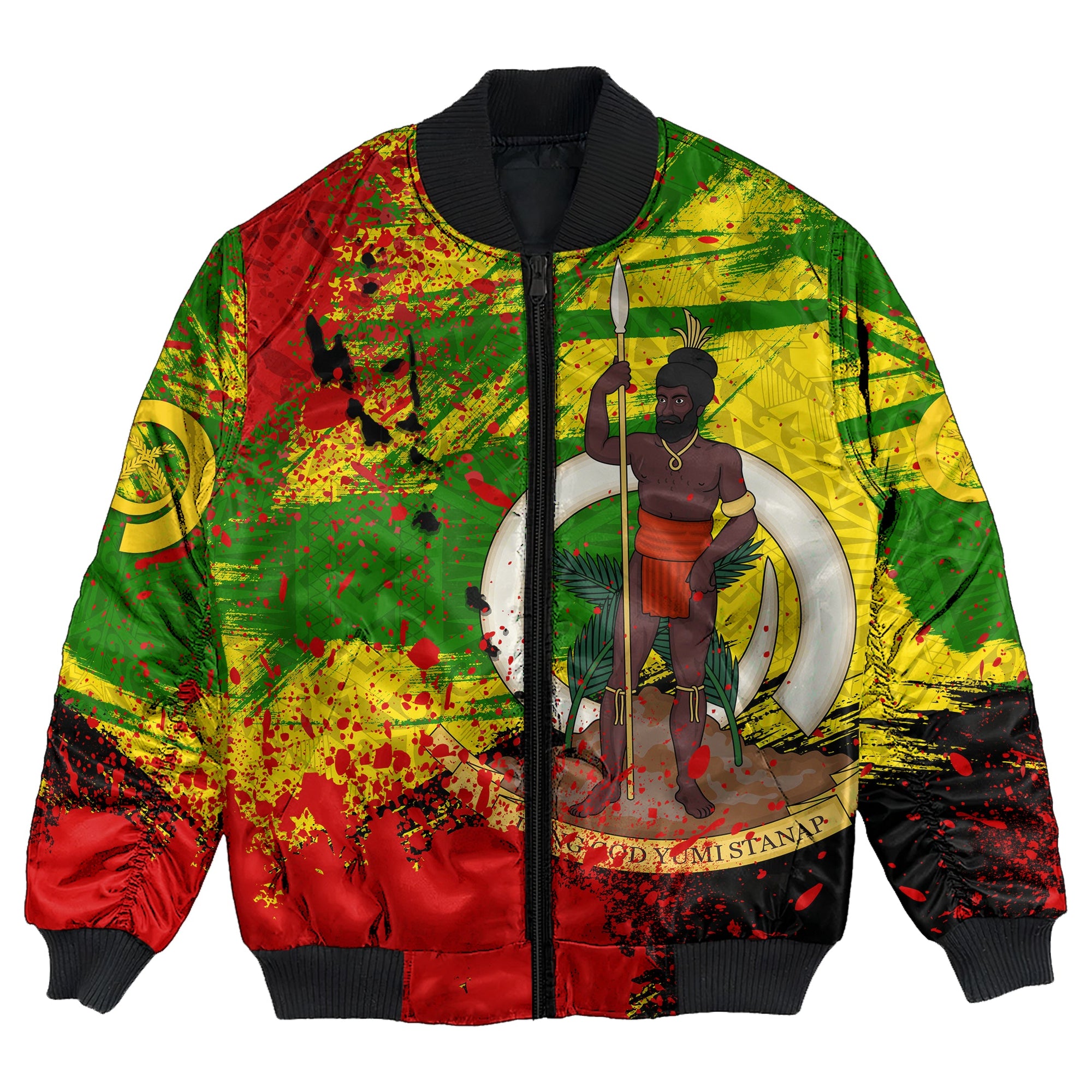 Vanuatu Independence Day Grunge Bomber Jacket LT10 Unisex Yellow - Polynesian Pride