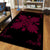 Hawaiian Quilt Maui Plant And Hibiscus Pattern Area Rug - Burgundy Black - AH - Polynesian Pride