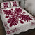 Hawaiian Quilt Maui Plant And Hibiscus Pattern Quilt Bed Set - Burgundy White - AH - Polynesian Pride