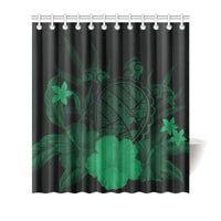 Hawaii Turtle Map Hibiscus Shower Curtain - Green 177 x 172 (cm) Green - Polynesian Pride