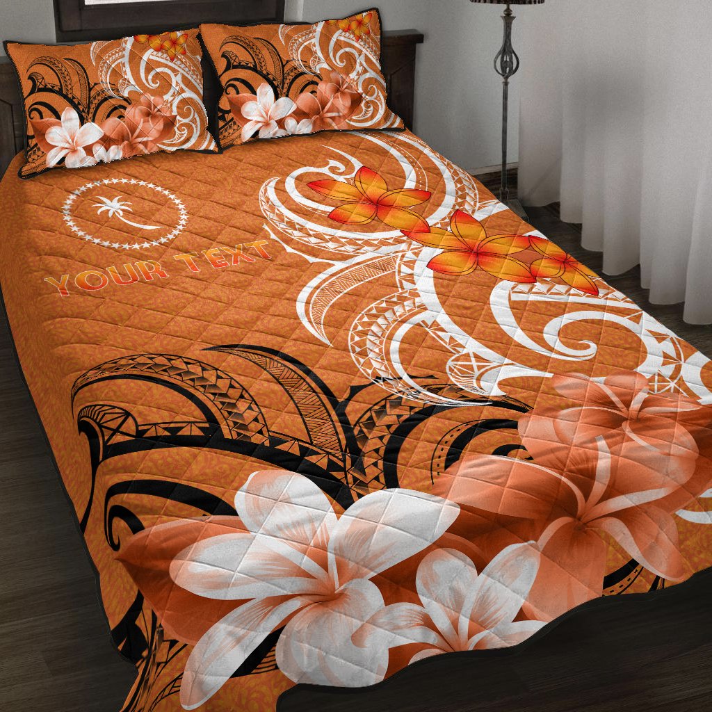 Custom Chuuk Personalised Quilt Bed Set - Chuuk Spirit Orange - Polynesian Pride