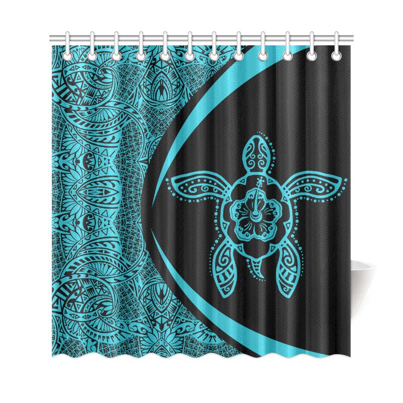 Hawaii Turtle Polynesian Shower Curtain-Circle Style Blue - Polynesian Pride