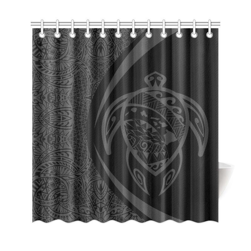 Hawaii Turtle Map Polynesian Shower Curtain - Gray - Circle Style - Polynesian Pride