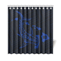 Hawaii Shark Blue Polynesian Shower Curtain - Polynesian Pride