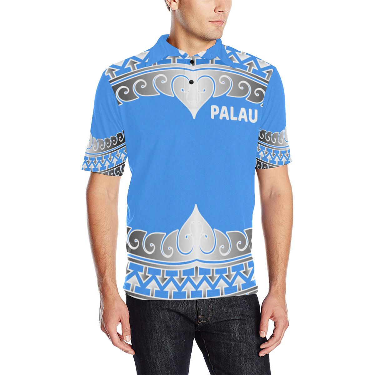 Palau Polo Shirt Palau Wave Style Unisex Blue - Polynesian Pride