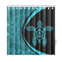 Hawaii Turtle Polynesian Shower Curtain-Circle Style Blue - Polynesian Pride