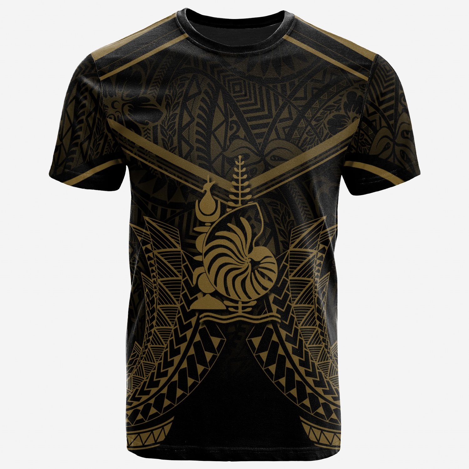 New Caledonia T Shirt New Caledonia Seal With Gold Line Style Unisex Black - Polynesian Pride