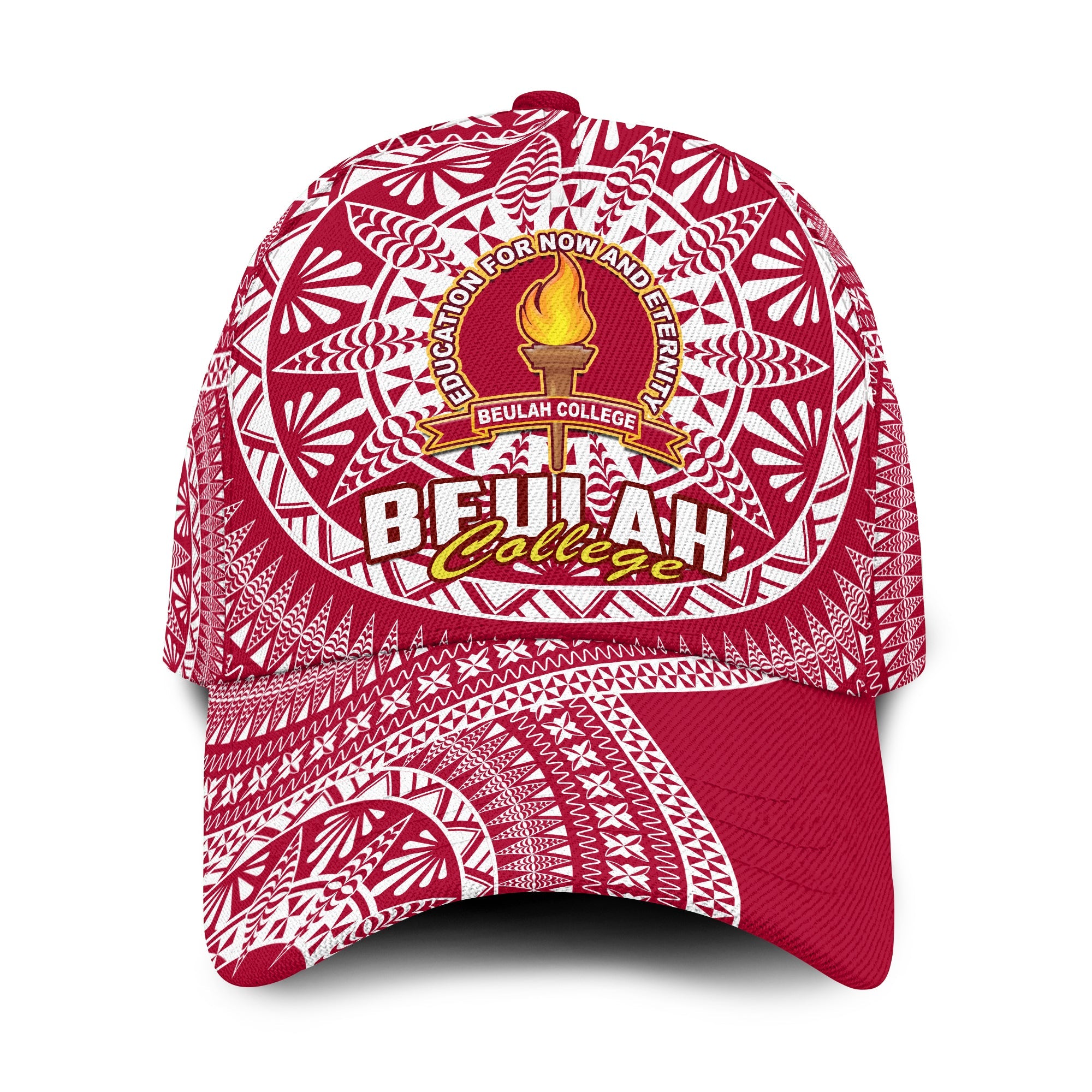 Beulah Tonga College Classic Cap Tongan Ngatu Pattern Ver.01 LT14 Classic Cap Universal Fit Maroon - Polynesian Pride