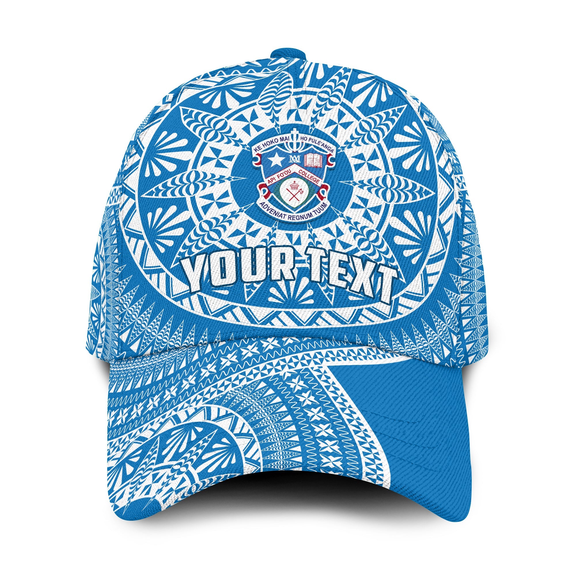 (Custom Personalised) Apifoou Tonga College Classic Cap Tongan Ngatu Pattern Ver.01 LT14 Classic Cap Universal Fit Blue - Polynesian Pride