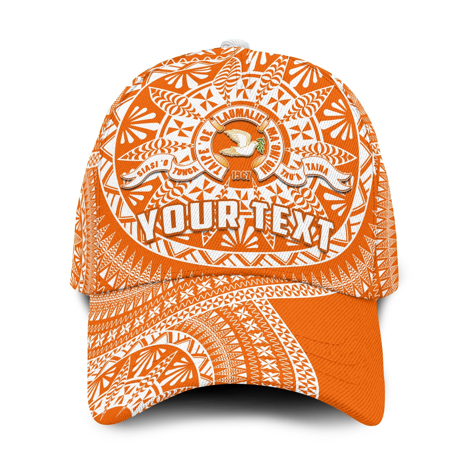 (Custom Personalised) Tailulu Tonga College Classic Cap Tongan Ngatu Pattern Ver.01 LT14 Classic Cap Universal Fit Orange - Polynesian Pride