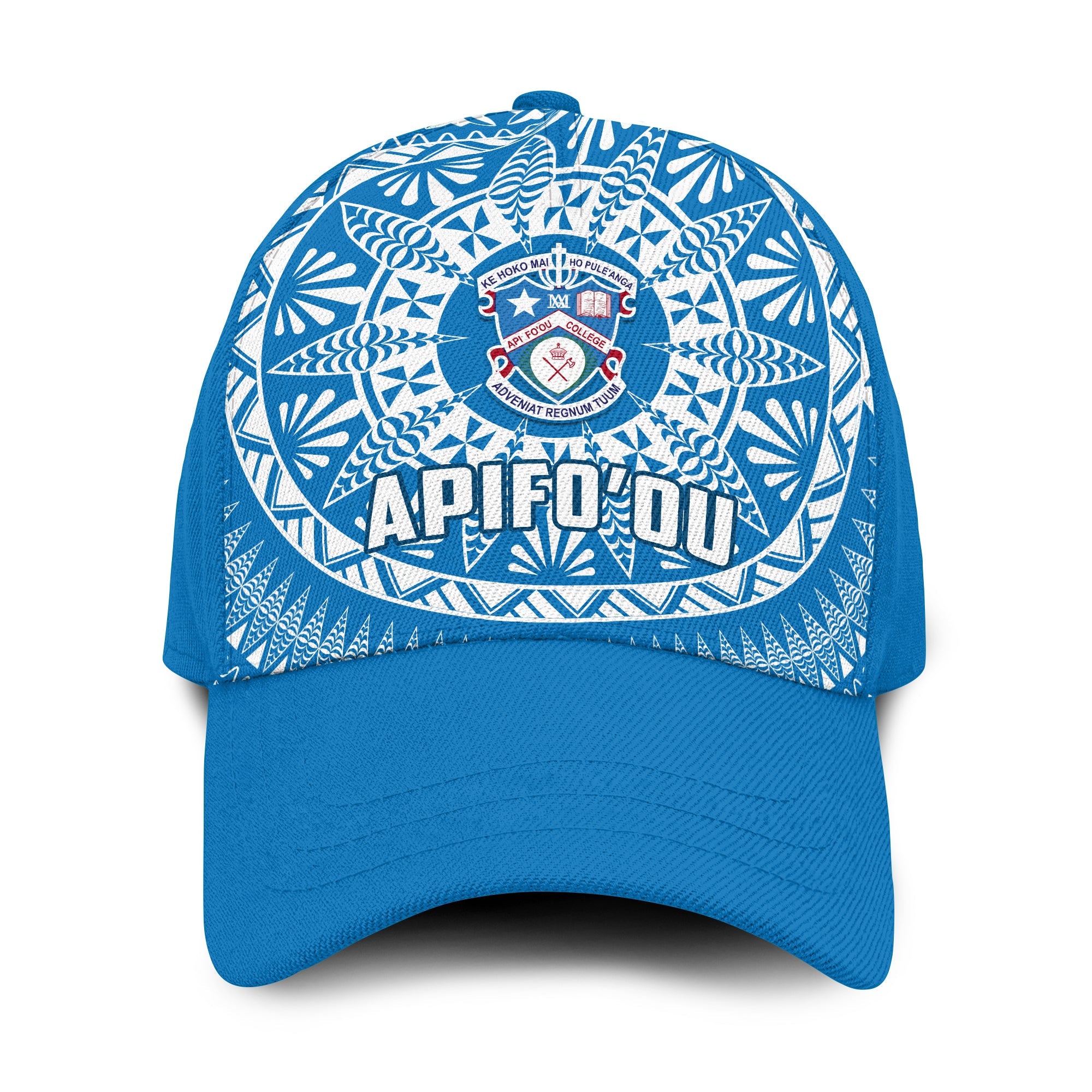 Apifoou Tonga College Classic Cap Tongan Ngatu Pattern Ver.02 LT14 Classic Cap Universal Fit Blue - Polynesian Pride