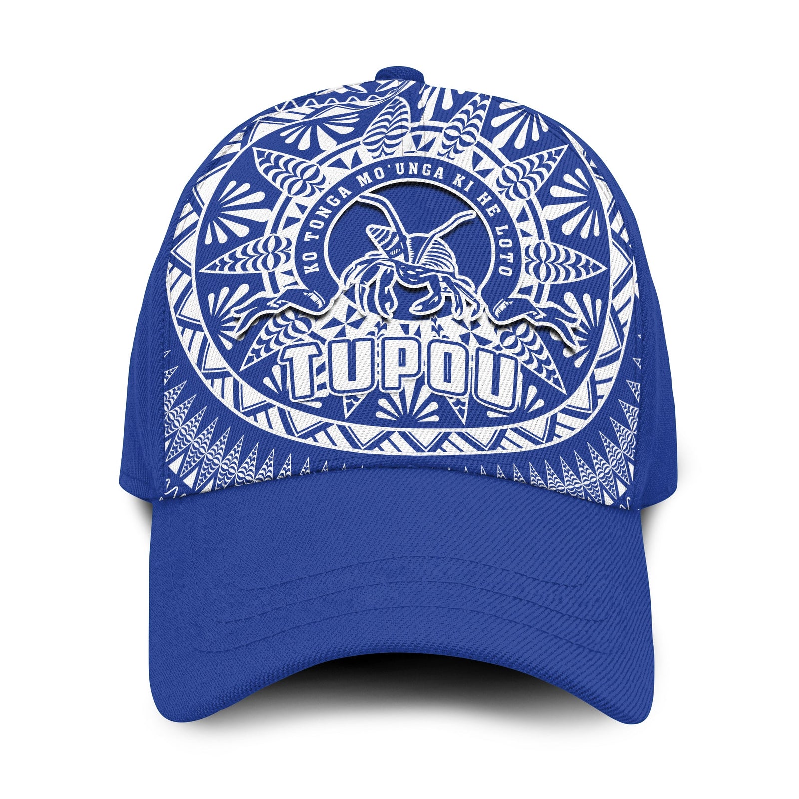Tupou Tonga College Classic Cap Tongan Ngatu Pattern Ver.02 LT14 Classic Cap Universal Fit Blue - Polynesian Pride