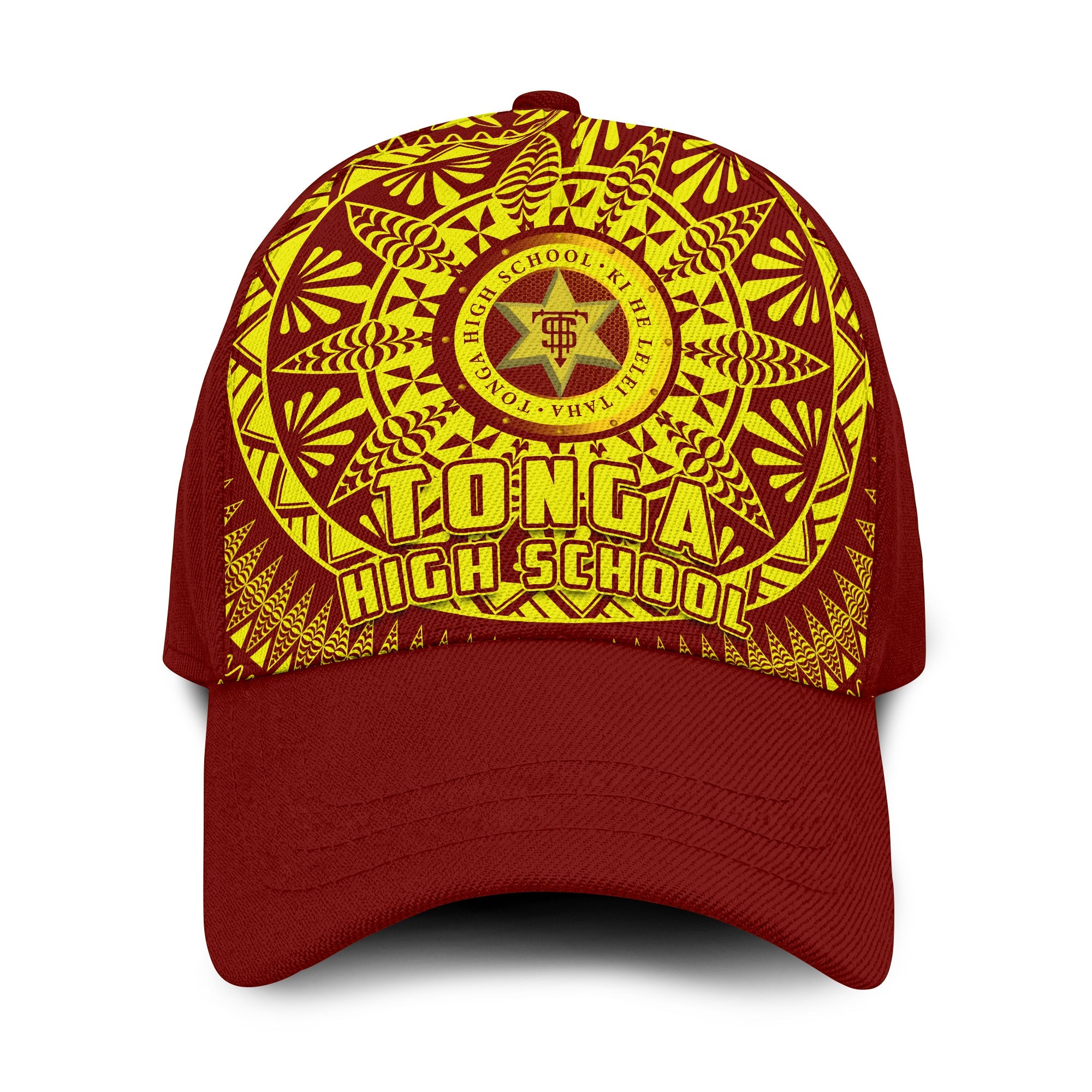 Tonga High School Classic Cap Tongan Ngatu Pattern Ver.03 LT14 Classic Cap Universal Fit Red - Polynesian Pride