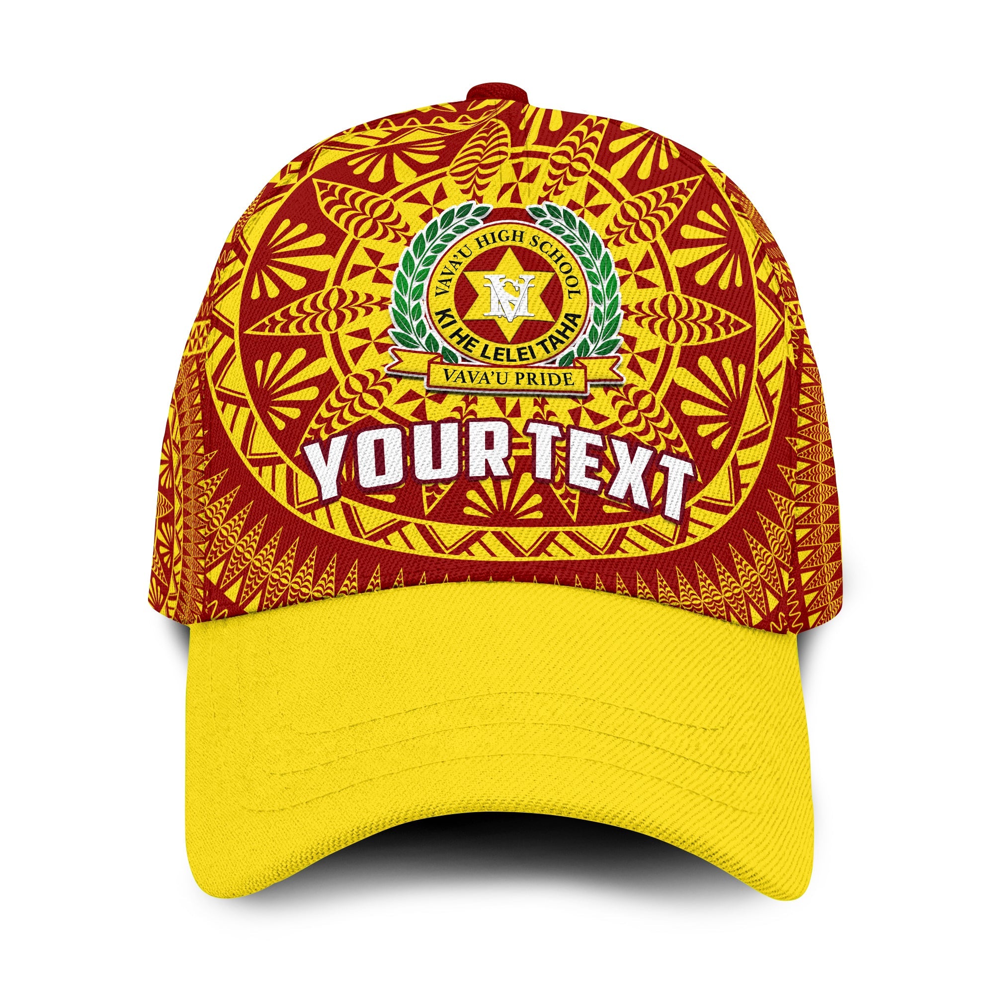 (Custom Personalised) Tonga Vavau High School Classic Cap Tongan Ngatu Pattern Ver.04 LT14 Classic Cap Universal Fit Red - Polynesian Pride