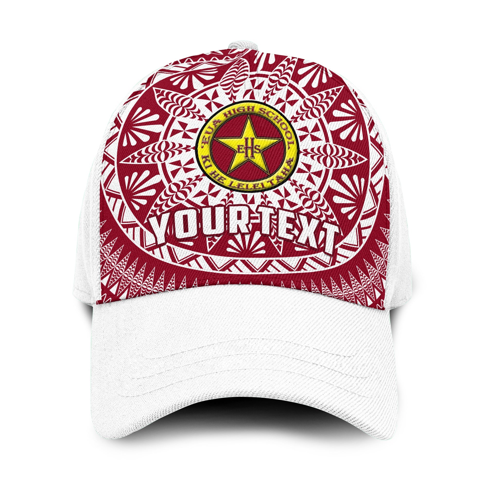 (Custom Personalised) Tonga Eua High School Classic Cap Tongan Ngatu Pattern Ver.04 LT14 Classic Cap Universal Fit Maroon - Polynesian Pride