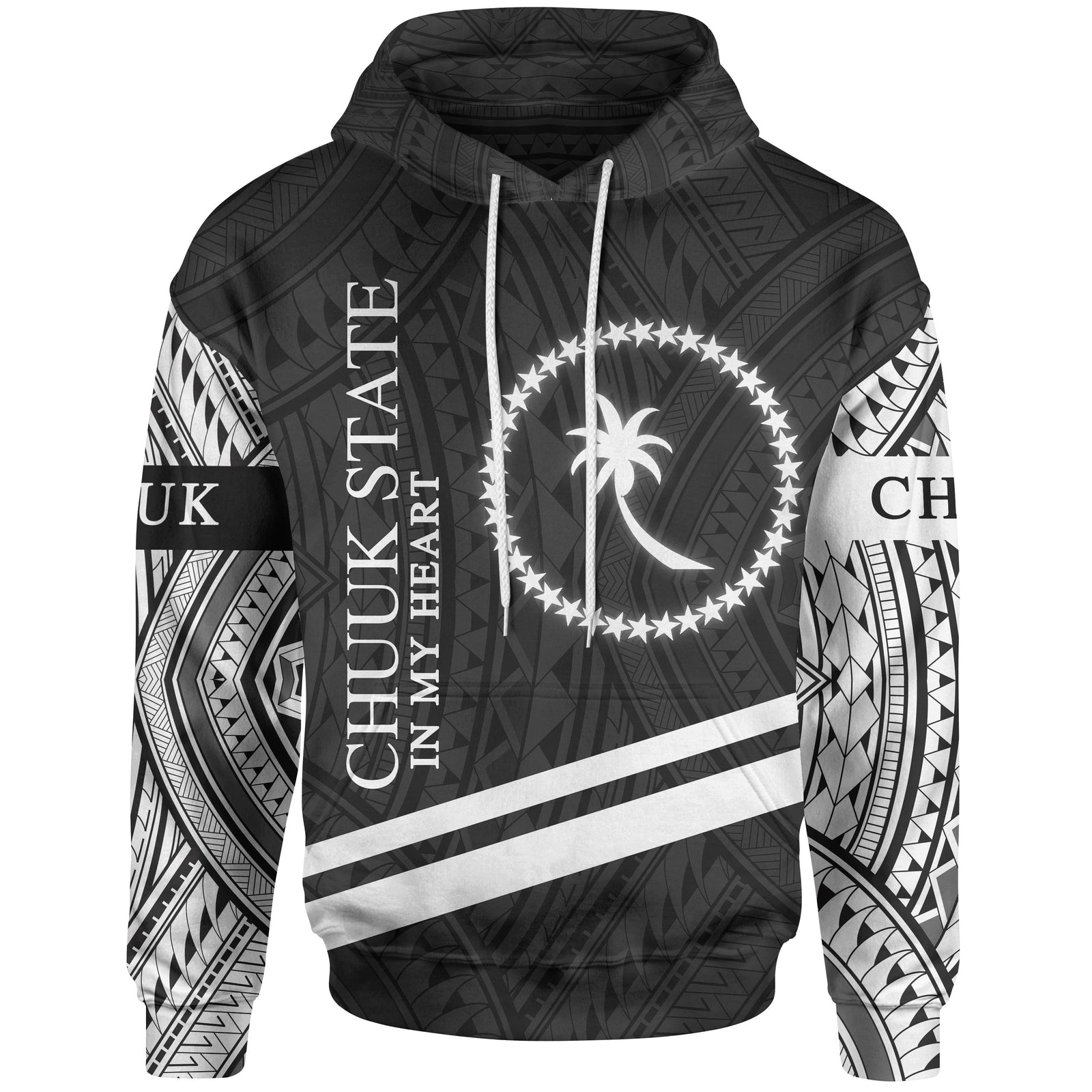 Chuuk State Hoodie In My Heart Style Polynesian Patterns Unisex Black - Polynesian Pride