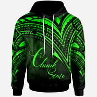 Chuuk State Hoodie Green Color Cross Style Unisex Black - Polynesian Pride