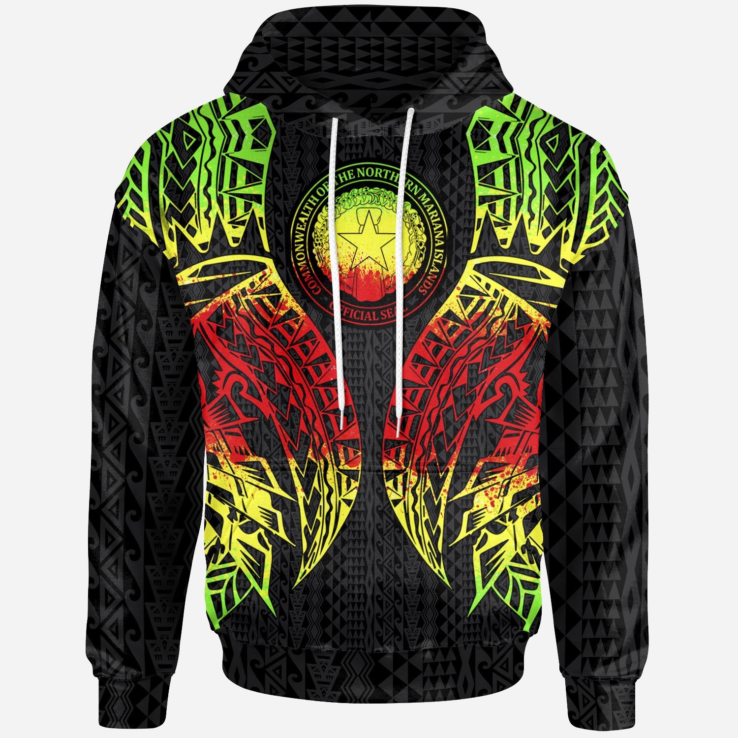 Northern Mariana Islands Hoodie Polynesian Lion Head Reggae Style Unisex Reggae - Polynesian Pride