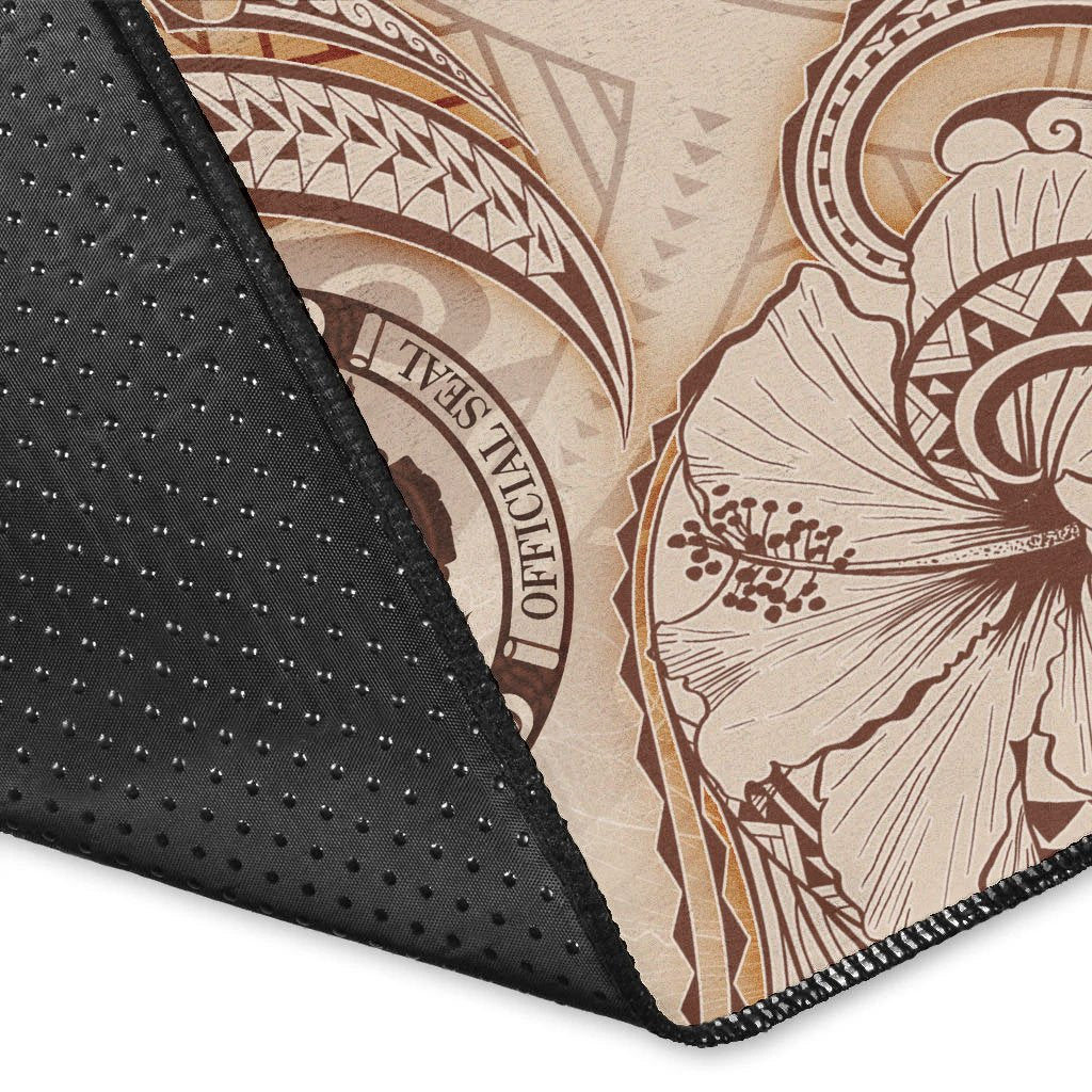 Northern Mariana Islands Area Rug - Hibiscus Flowers Vintage Style - Polynesian Pride