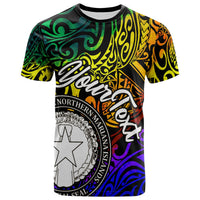Northern Mariana Islands Custom T Shirt Rainbow Polynesian Pattern Unisex Rainbow - Polynesian Pride