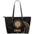 Northern Mariana Islands Polynesian Leather Tote Bag - Gold Tribal Wave Black - Polynesian Pride